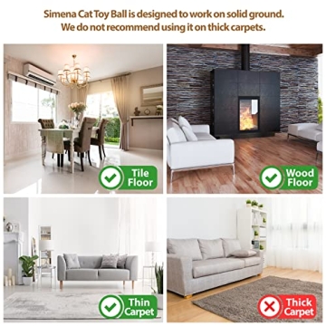 SIMENA Interactive Cat Toy, Ball Toy, Automatic Cat Toy, Self-Rolling Cat Toy, Self-Rotating Pet Exercise Ball, USB Rechargeable Cat Toy, Kitten Toy