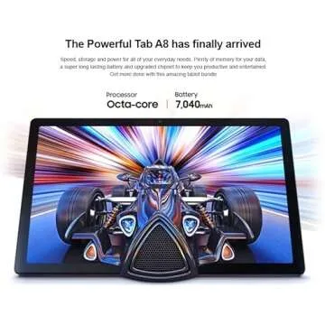 SAMSUNG 2022 Galaxy Tab A8 10.5 Inch 32GB Wi-Fi + Cellular 4G GSM Unlocked Long-Lasting Battery, Touchscreen International Tablet Bundle – MDTec Hard Back Tri-Fold Cover Case and 64GB SD Card (Gray)