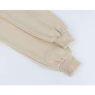 MISSACTIVER Women's Oversized Quarter 1/4 Zip Sweatshirts Lapel Collar Long sleeve Drop Shoulder Solid Pullover Jumper Top Apricot