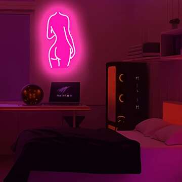 KUNBIGO Pink LED Lady Back Sign Lady Back Pink Neon Sign LED Light Up Decor for Parties & Rooms Dimmable Pink Party Decor Ideal for Holiday & Wedding Decor Perfect for Party or Event Decoration
