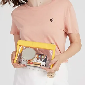 Cambond Clear Makeup Bags, Waterproof TSA Approved Toiletry Bag for Travel, Clear Cosmetics Bag for Vacation, Bathroom and Organizing, Clear Pencil Case Stationary Organizer (4 Pack)