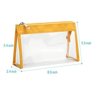 Cambond Clear Makeup Bags, Waterproof TSA Approved Toiletry Bag for Travel, Clear Cosmetics Bag for Vacation, Bathroom and Organizing, Clear Pencil Case Stationary Organizer (4 Pack)