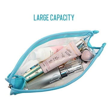 Cambond Clear Makeup Bags, Waterproof TSA Approved Toiletry Bag for Travel, Clear Cosmetics Bag for Vacation, Bathroom and Organizing, Clear Pencil Case Stationary Organizer (4 Pack)