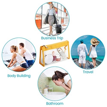 Cambond Clear Makeup Bags, Waterproof TSA Approved Toiletry Bag for Travel, Clear Cosmetics Bag for Vacation, Bathroom and Organizing, Clear Pencil Case Stationary Organizer (4 Pack)