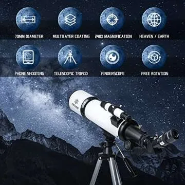 80mm Aperture Telescope - Perfect for Stargazing Beginners