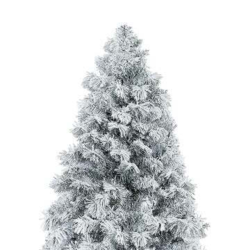 Naomi Home 7.5ft Snow Flocked Christmas Tree with Lights, Realistic Frosted Christmas Tree Prelit with 892 Branch Tips, 550 Warm Lights and Metal Stand, Aritificial Christmas Tree