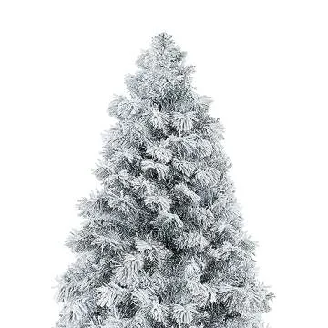 Naomi Home 7.5ft Snow Flocked Christmas Tree with Lights, Realistic Frosted Christmas Tree Prelit with 892 Branch Tips, 550 Warm Lights and Metal Stand, Aritificial Christmas Tree