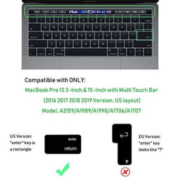 ProElife Korean Ultra Thin Silicone Keyboard Protector Cover Skin for Apple MacBook Pro Touch Bar Re...