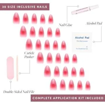 Glamnetic Press On Nails - Blushing Aura Short Almond Ombre