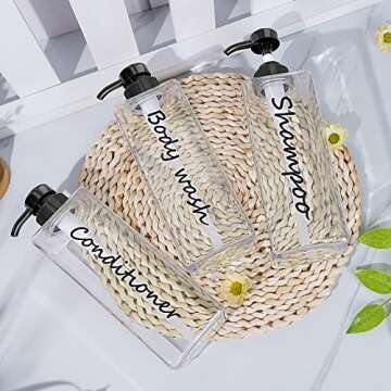 DIDROOM Shampoo Dispenser Set - Modern Refillable Bottles