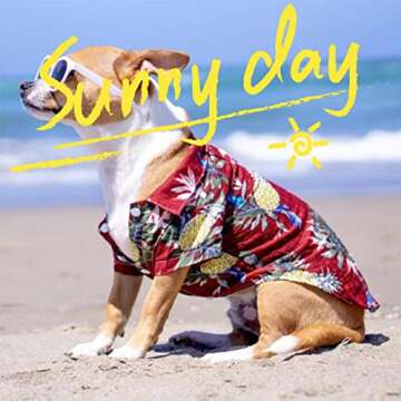 Dafuen 4-Pack Dog Hawaiian Shirt Pet Summer Clothes Hawaii Style Dog Clothes Breathable Cool Cat Out...