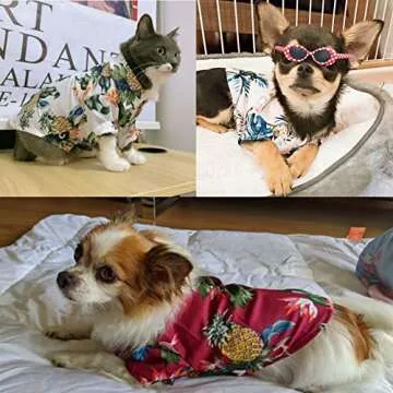 Dafuen Dog Hawaiian Shirt 4-Pack for Summer Fun
