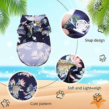 Dafuen Dog Hawaiian Shirt 4-Pack for Summer Fun