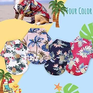 Dafuen Dog Hawaiian Shirt 4-Pack for Summer Fun