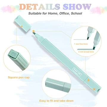 ANKARING 12 Pcs Aesthetic Cute Highlighters no bleed Dry Fast Easy to Hold, Mild Assorted Colors With Soft Chisel Tip for Journal Bible Planner Notes School Office Supplies(Double Head)