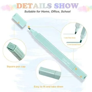 ANKARING 12 Pcs Aesthetic Cute Highlighters no bleed Dry Fast Easy to Hold, Mild Assorted Colors With Soft Chisel Tip for Journal Bible Planner Notes School Office Supplies(Double Head)