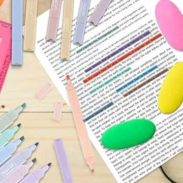 ANKARING 12 Pcs Aesthetic Cute Highlighters no bleed Dry Fast Easy to Hold, Mild Assorted Colors With Soft Chisel Tip for Journal Bible Planner Notes School Office Supplies(Double Head)