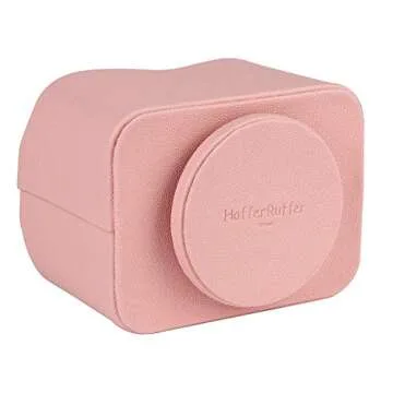 HofferRuffer Spinning Remote Control Holder, Remote Caddy, Spinning Remote Control Organizer, PU Leather (Pink Shagreen)