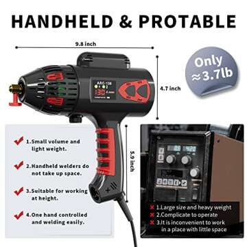 GZ GUOZHI Welding Machine Handheld, 110V 130Amp Portable ARC Welder Hand Held Welder Machine, Digita...