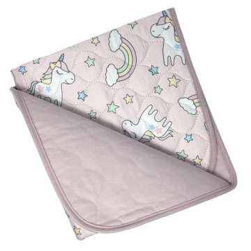 WOVENX Organic Incontinence Pads for Kids & Toddlers - 5 Layer Waterproof Protectors for Overnight Bed Wetting - Reusable & Washable Pee Pads - Fits Twin to Full Size Beds - 34" x 52" Unicorn