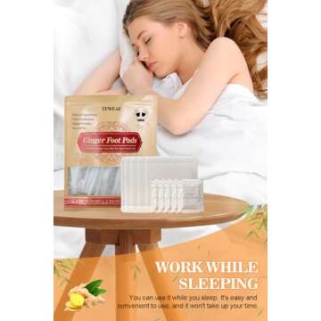 TEWEAE Foot Pads - 60Pads Pure Natural Ginger Powde Bamboo Vinegar Pads, Goodnight Foot Pads for Tra...