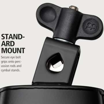 Meinl Percussion SL675-BK Black Powder Coated Steel Cowbell, 6 3/4-Inch