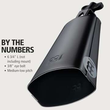 Meinl Percussion SL675-BK Black Powder Coated Steel Cowbell, 6 3/4-Inch