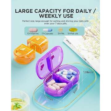 Pill Organizer 2 Times A Day, Large 7 Day Am Pm Pill Box - Acedada Weekly Pill Case Twice A Day with Detachable Morning Night Case, Big Daily Medicine Container for Vitamin Fish Oil Supplement, CBlack