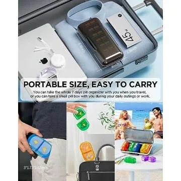 Pill Organizer 2 Times A Day, Large 7 Day Am Pm Pill Box - Acedada Weekly Pill Case Twice A Day with Detachable Morning Night Case, Big Daily Medicine Container for Vitamin Fish Oil Supplement, CBlack