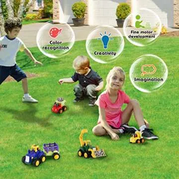 HISTOYE Toddler Toy Car Trucks for 1 2 3+Year Old Boys,Friction Powered Cars for Toddlers Construction Toys Set of 4, Dump Truck Toy,Tractor,Bulldozer,Cement Mixer Truck,Preschool Gifts for Boy Girl