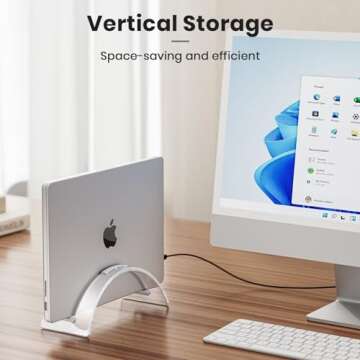 Acrylic Vertical Laptop Stand for Desk,Acrylic Invisible Desktop Notebook Dock,Vertical Laptop Holder Space-Saving Organizer for All MacBook, Surface, Samsung, HP, Dell