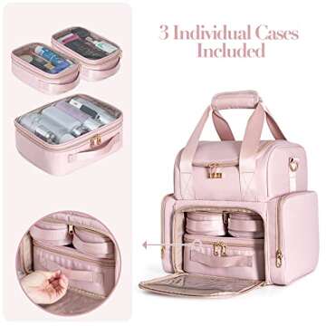 Prokva Large Makeup Cosmetic Bag: Stylish Travel Organizer with 3 Removable Cases