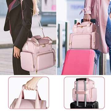 Prokva Large Makeup Cosmetic Bag with 3 Cases - Travel Organizer