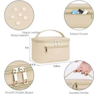 Wandering Nature Vegan Leather Makeup Bag for Travel & Daily Use