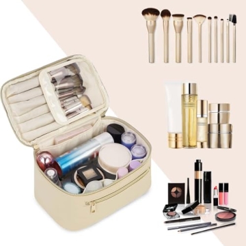 Wandering Nature Vegan Leather Makeup Bag for Travel & Daily Use