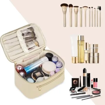 Wandering Nature Vegan Leather Makeup Bag for Travel & Daily Use