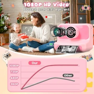 Kids Instant Print Camera & 1080P Video for Ages 3-12