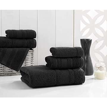 Qute Home 4-Piece Washcloths Towels Set, 100% Turkish Cotton Premium Quality Towels for Bathroom, Quick Dry Soft and Absorbent Turkish Towel, Set Includes 4 Wash Cloths (Black)