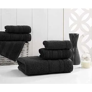 Qute Home 4-Piece Washcloths Towels Set, 100% Turkish Cotton Premium Quality Towels for Bathroom, Quick Dry Soft and Absorbent Turkish Towel, Set Includes 4 Wash Cloths (Black)