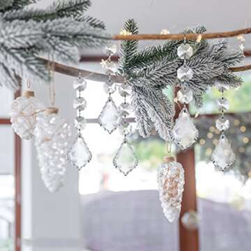 Jishi 30pk Angel Christmas Tree Decorations Ornaments, Hanging Acrylic Crystal Angel Ornaments for Christmas Tree Indoor Christian Religious Home Decor, Birthday Wedding Party Decoration Supplies Bulk