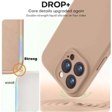 Vooii Compatible with iPhone 15 Pro Max Case, Upgraded Premium Silicone, [Camera Protection] [Soft Anti-Scratch Microfiber Lining] Shockproof Phone Case for iPhone 15 Pro Max 6.7 inch - Light Brown
