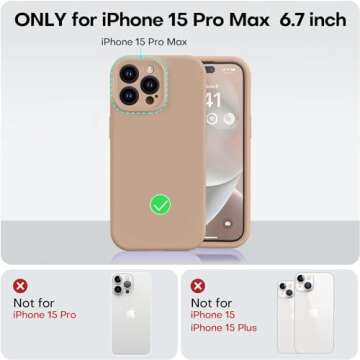 Vooii Compatible with iPhone 15 Pro Max Case, Upgraded Premium Silicone, [Camera Protection] [Soft Anti-Scratch Microfiber Lining] Shockproof Phone Case for iPhone 15 Pro Max 6.7 inch - Light Brown