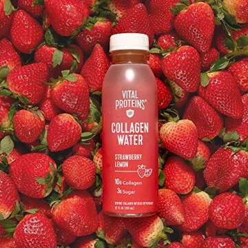 Vital Proteins Collagen Water™, 10g of Collagen per Bottle & Made with Real Fruit Juice - Strawberry Lemon, 4 Pack