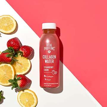 Vital Proteins Collagen Water™, 10g of Collagen per Bottle & Made with Real Fruit Juice - Strawberry Lemon, 4 Pack