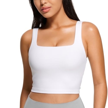 CRZ YOGA Butterluxe Women's Square Neck Longline Sports Bra for Ultimate Comfort