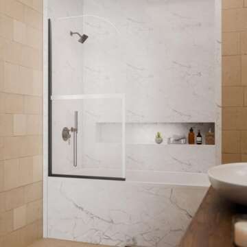 Squid Stick-On Bathtub Door | Shower Curtain Alternative | Easy Installation, Scratch-Resistant, Removeable, Leak-Proof, Acrylic BPA-Free & Non-Toxic