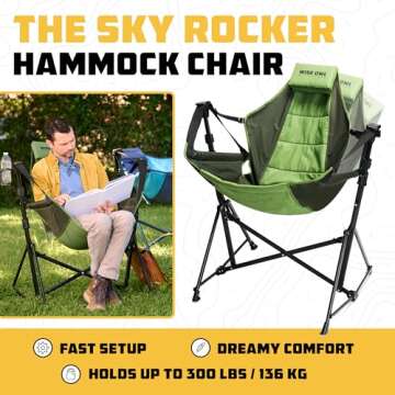 Wise Owl Outfitters Ultimate Comfort Camping Hammock Chair - Adjustable Height, Backrest, and Padded Seat - Perfect for Short & Tall Adventurers - Green