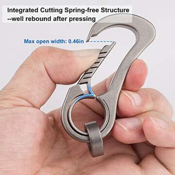 TISUR Carabiner Keychain Clip,Titanium EDC Key Ring holder, Heavy Duty Car Key Chain for Men Women(Blue, 2.6'')