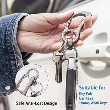 TISUR Carabiner Keychain Clip,Titanium EDC Key Ring holder, Heavy Duty Car Key Chain for Men Women(Blue, 2.6'')
