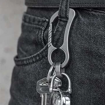 TISUR Carabiner Keychain Clip,Titanium EDC Key Ring holder, Heavy Duty Car Key Chain for Men Women(Blue, 2.6'')